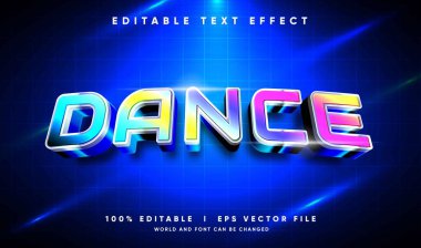 Modern tarzda düzenlenebilir dans 3d vektör metin efekti