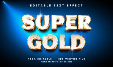 Modern tarzda düzenlenebilir süper altın 3d vektör metin efekti