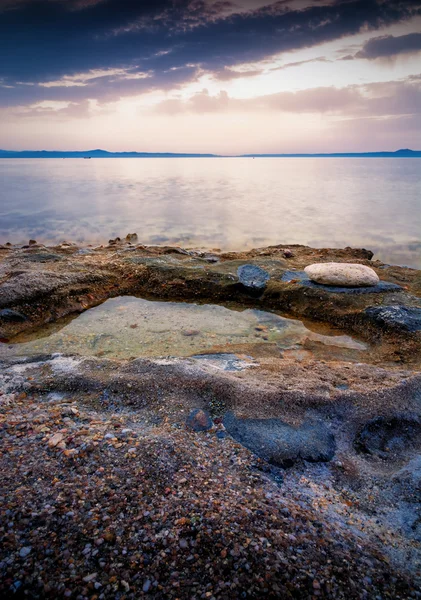 Beautiful sunrise in Kalithea Chalkidiki (Halkidiki) Greece — Stock Photo, Image