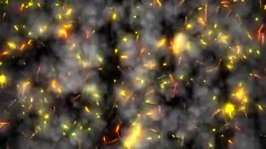 Parlak kıvılcımlar parıldar ve gece gökyüzünde göz kamaştırıcı bir şekilde dart atar..