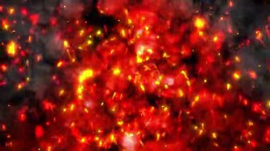 Soyut, parlak, hızlı kıvılcımlar. 4K video. Şaşırtıcı bir şekilde ısı atmosferini iletir ve ateşin genişlemesini sağlar. Hareket tasarımı.