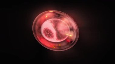 Enerji izleriyle bükülen soyut neon küre gerçeküstü bir uzayda asılı.