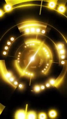 Canlı eşmerkezli daireler, şekiller ve parlayan merkezi bir ışık tüneli.