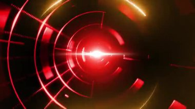 Canlı eşmerkezli daireler, şekiller ve parlayan merkezi bir ışık tüneli.