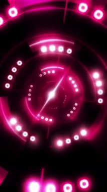 Canlı eşmerkezli daireler, şekiller ve parlayan merkezi bir ışık tüneli.