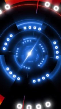 Canlı eşmerkezli daireler, şekiller ve parlayan merkezi bir ışık tüneli.