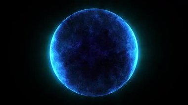 Parçacıklardan ve enerjik dinamik dalgalardan oluşan parlak, parıldayan bir küre uzayda sorunsuzca hareket eder..