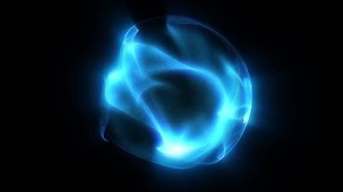 Parçacıklardan ve enerjik dinamik dalgalardan oluşan parlak, parıldayan bir küre uzayda sorunsuzca hareket eder..