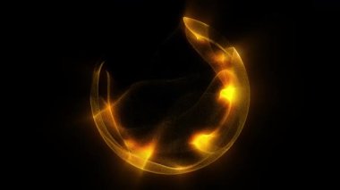 Parçacıklardan ve enerjik dinamik dalgalardan oluşan parlak, parıldayan bir küre uzayda sorunsuzca hareket eder..