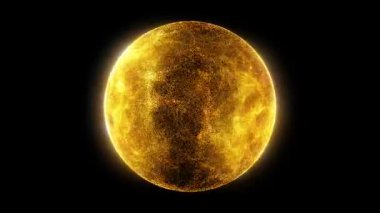 Parçacıklardan ve enerjik dinamik dalgalardan oluşan parlak, parıldayan bir küre uzayda sorunsuzca hareket eder..