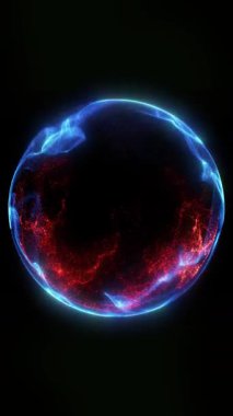 Parçacıklardan ve enerjik dinamik dalgalardan oluşan parlak, parıldayan bir küre uzayda sorunsuzca hareket eder..