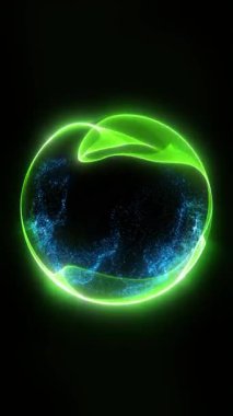 Parçacıklardan ve enerjik dinamik dalgalardan oluşan parlak, parıldayan bir küre uzayda sorunsuzca hareket eder..