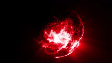 Parçacıklardan ve enerjik dinamik dalgalardan oluşan parlak, parıldayan bir küre uzayda sorunsuzca hareket eder..