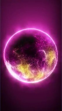 Parçacıklardan ve enerjik dinamik dalgalardan oluşan parlak, parıldayan bir küre uzayda sorunsuzca hareket eder..