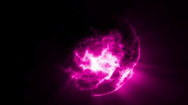 Parçacıklardan ve enerjik dinamik dalgalardan oluşan parlak, parıldayan bir küre uzayda sorunsuzca hareket eder..