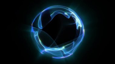 Parçacıklardan ve enerjik dinamik dalgalardan oluşan parlak, parıldayan bir küre uzayda sorunsuzca hareket eder..