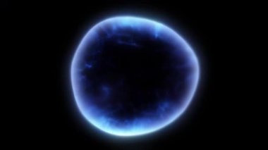 Parçacıklardan ve enerjik dinamik dalgalardan oluşan parlak, parıldayan bir küre uzayda sorunsuzca hareket eder..