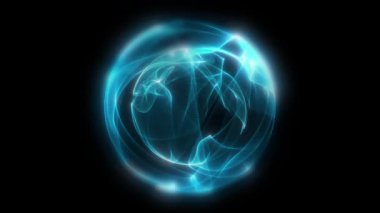 Parçacıklardan ve enerjik dinamik dalgalardan oluşan parlak, parıldayan bir küre uzayda sorunsuzca hareket eder..