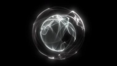 Parçacıklardan ve enerjik dinamik dalgalardan oluşan parlak, parıldayan bir küre uzayda sorunsuzca hareket eder..