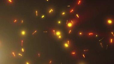 Arka planda duman bulutları ve ateşten yükselen kıvılcımlar var..