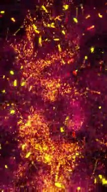 Arka planda duman bulutları ve ateşten yükselen kıvılcımlar var..