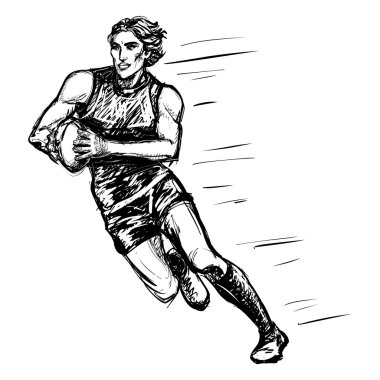 Running australian rules football player (vector) clipart