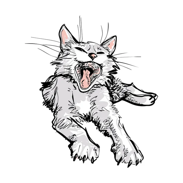 Gäspningar katten illustration (vektor) — Stock vektor