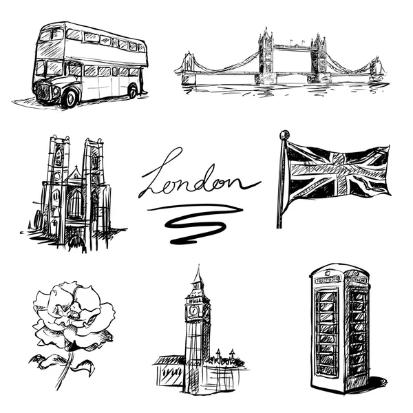 Uppsättning london symboler (vektor) — Stock vektor