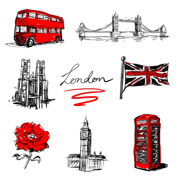 Uppsättning london symboler (vektor) — Stock vektor