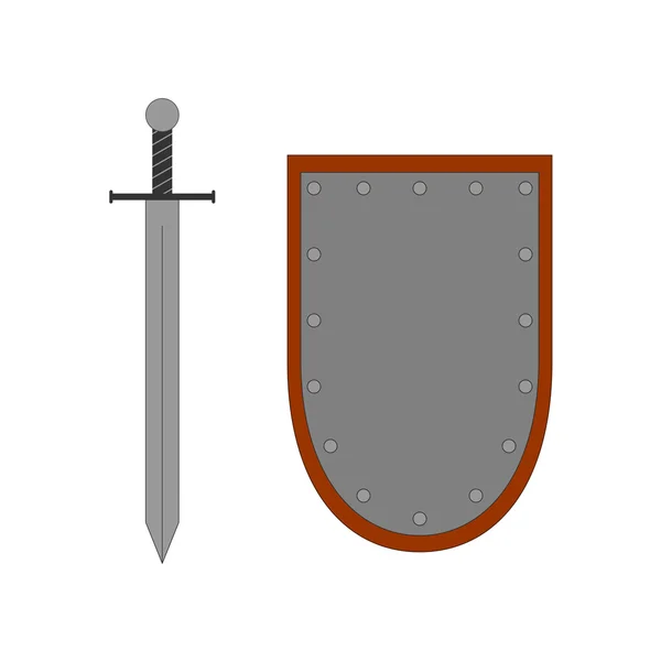 Ensemble de bouclier de signe et épée argent 27.07 — Image vectorielle