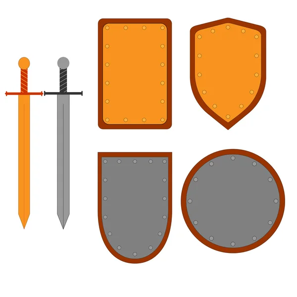 Набор знаков щит и меч 31.07 — стоковый вектор