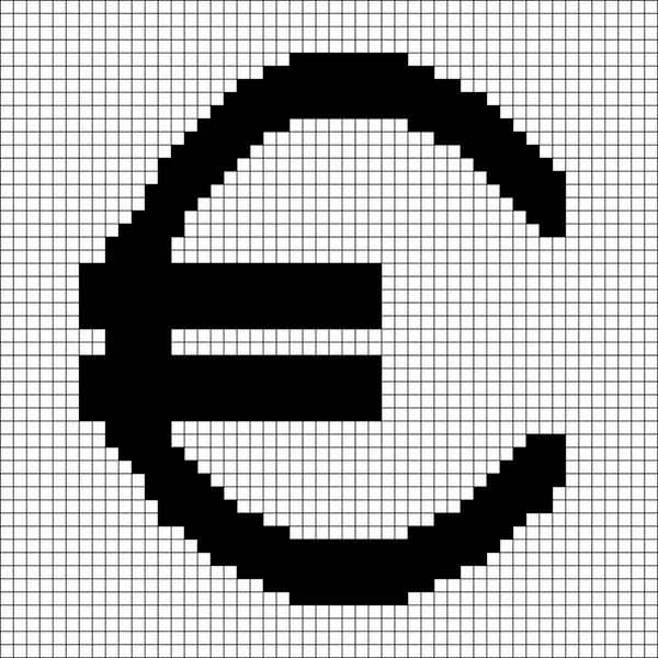 Sign pixel euro black in grid 4.09 — Stock Vector