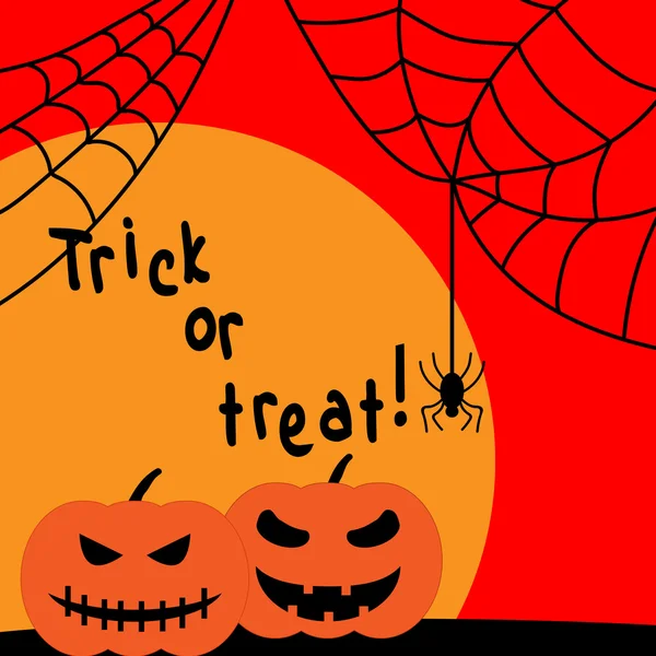 Araña de Halloween, signo de calabaza con sol 1.09 — Vector de stock
