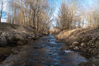 - Rusya. 5 Nisan 2020. Petrodvorets çeşmelerine su sağlayan Kanal Yıldızları..