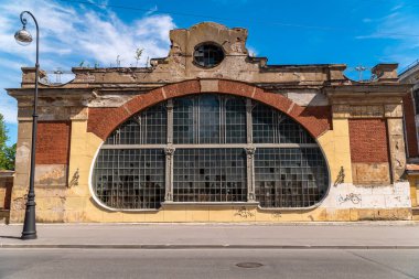 Russia. July 3, 2020. An abandoned building of the former Baltic Fleet Machine School in the city of Kronstadt. clipart