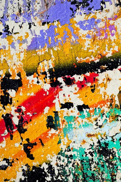Abstraktion Einer Beschädigungswand Mit Vielen Farben Beachten Sie Die Geringe — Stockfoto