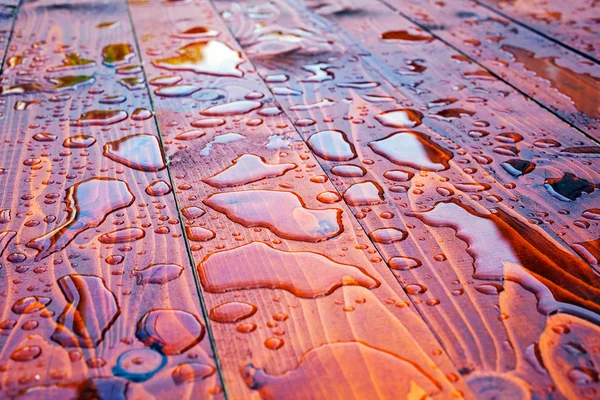 Drops Water Wooden Floor — Stock Photo, Image