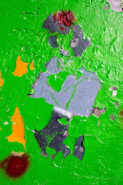 Parede Antiga Abstrata Com Fachada Rachada Fundo Verde — Fotografia de Stock