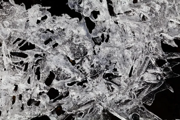 Кристали Льоду Замерзлому Ґрунті Природному Чорному Ґрунті — стокове фото