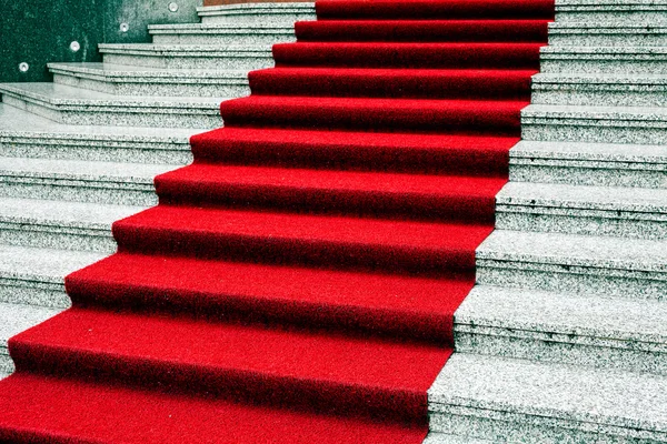 Marble Stairs Red Carpet Side View — Stock Photo, Image