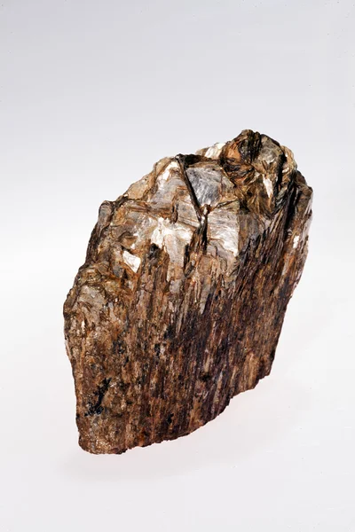 Andalusiet Neso Silicaat Mineraal Met Mica Witte Achtergrond — Stockfoto