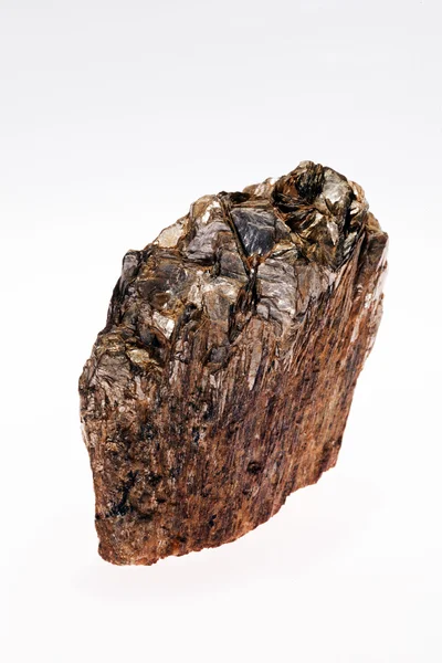 Andalusiet Neso Silicaat Mineraal Met Mica Witte Achtergrond — Stockfoto