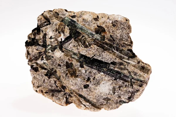 Actinoliet Mineraal Inosilicaten Met Talk Witte Achtergrond — Stockfoto