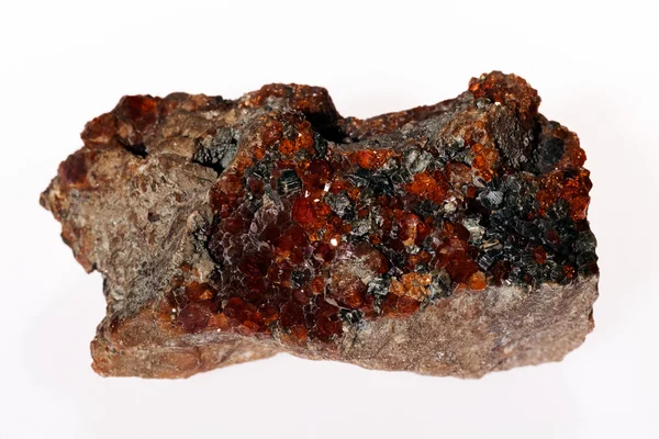 Vanadinit Mineral Den Vita Bakgrunden — Stockfoto