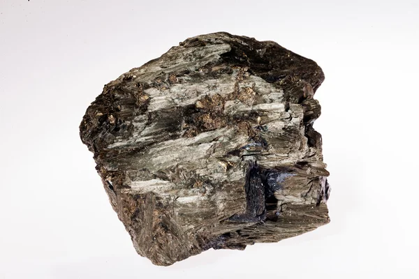 Pirite Galena Tremolite Sullo Sfondo Bianco — Foto Stock