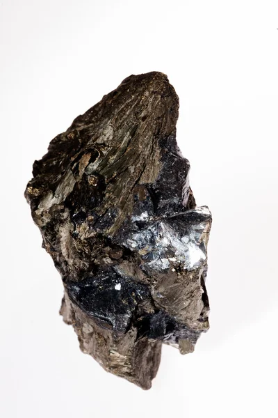 Pyrite Galena Tremolit Fehér Háttér — Stock Fotó