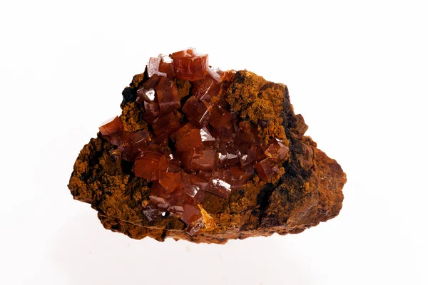 Wulfenite Minerale Naturale Sullo Sfondo Bianco — Foto Stock