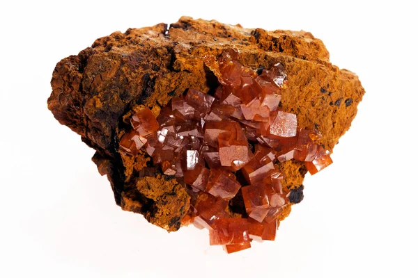 Wulfenite Naturliga Mineral Den Vita Bakgrunden — Stockfoto