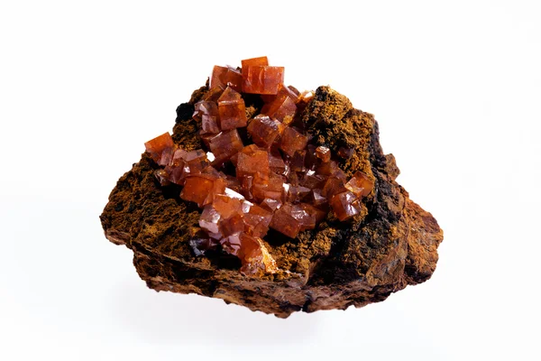 Wulfenite Mineral Natural Fundo Branco — Fotografia de Stock