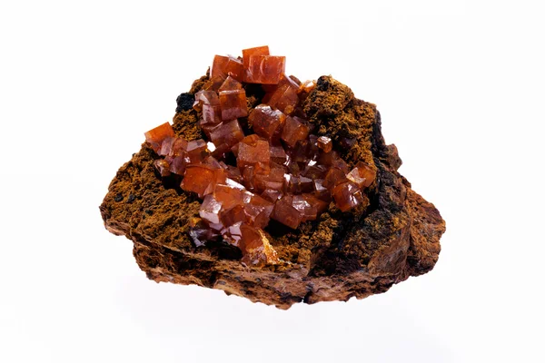 Wulfenite Mineral Natural Fundo Branco — Fotografia de Stock